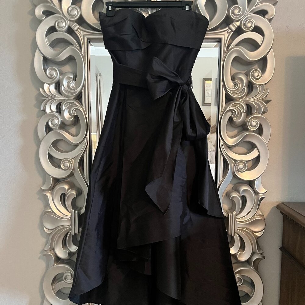 Adrianna Pappell High-Low Black Strapless Gown Size 8